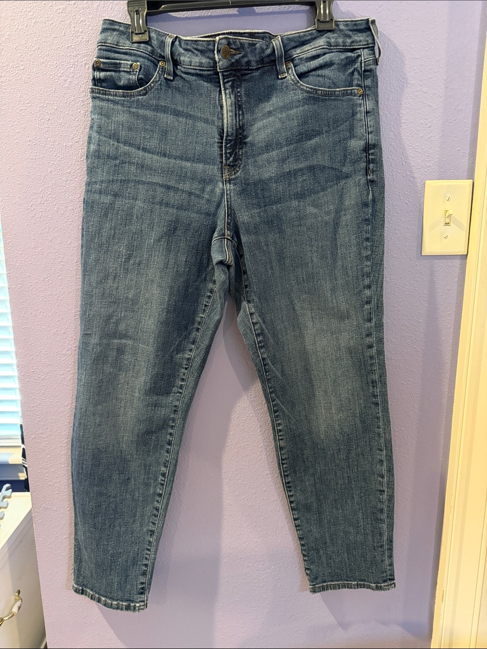 NYDJ Women's Cropped Blue Denim Boyfriend Jeans, Desert Gold Wash, Size 14W